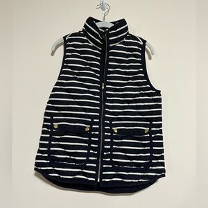J. Crew Women Small Navy White Quilted Stripe Nautical Feather Down Puffer Vest